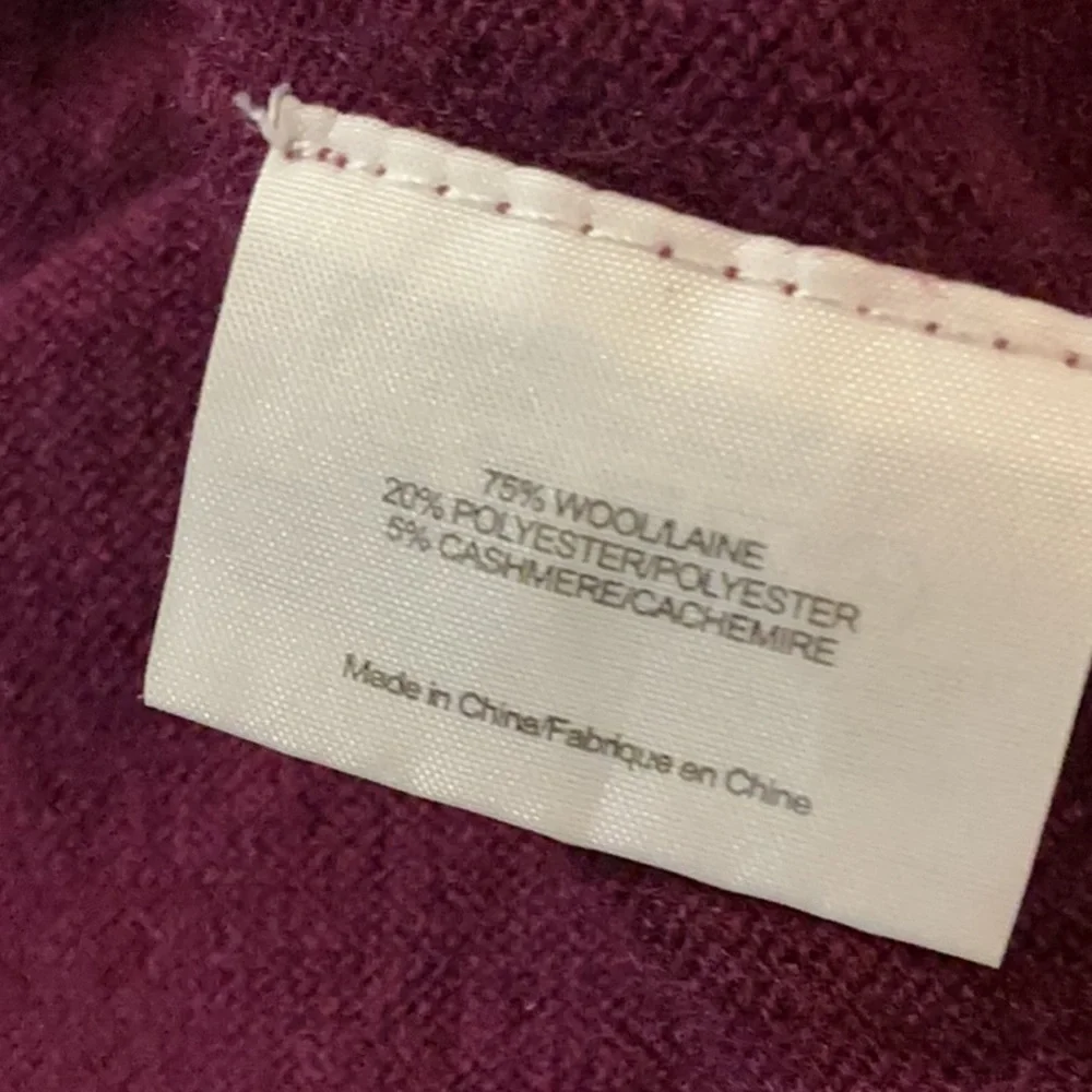 Tory Burch Dark Raspberry Wool/Cashmere Blend Sweater w/ Gold Logo Buttons
